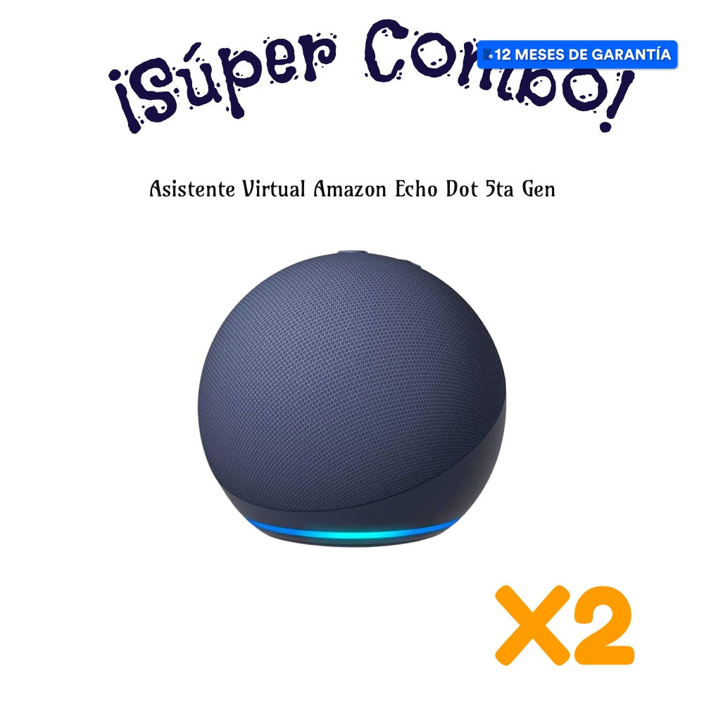 Combo 2 Pzs Asistente Virtual Amazon Echo Dot 5ta Gen Azul - Smart Hom ...
