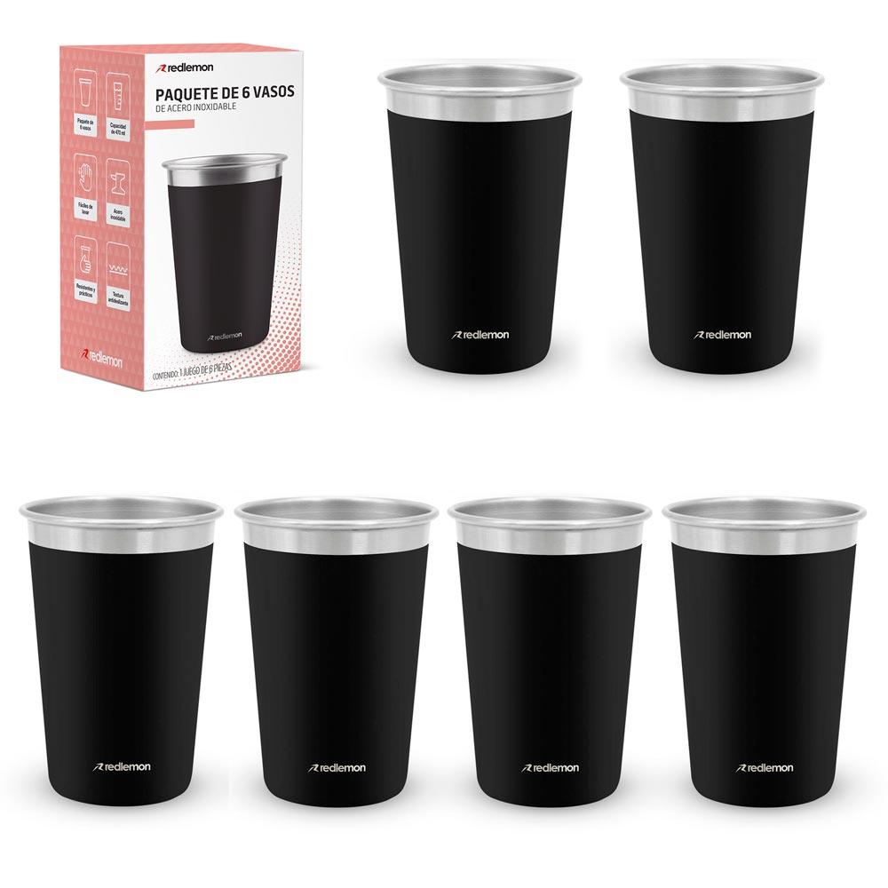 Set de 6 Vasos de Acero Inoxidable y Ecológicos (470 ml)
