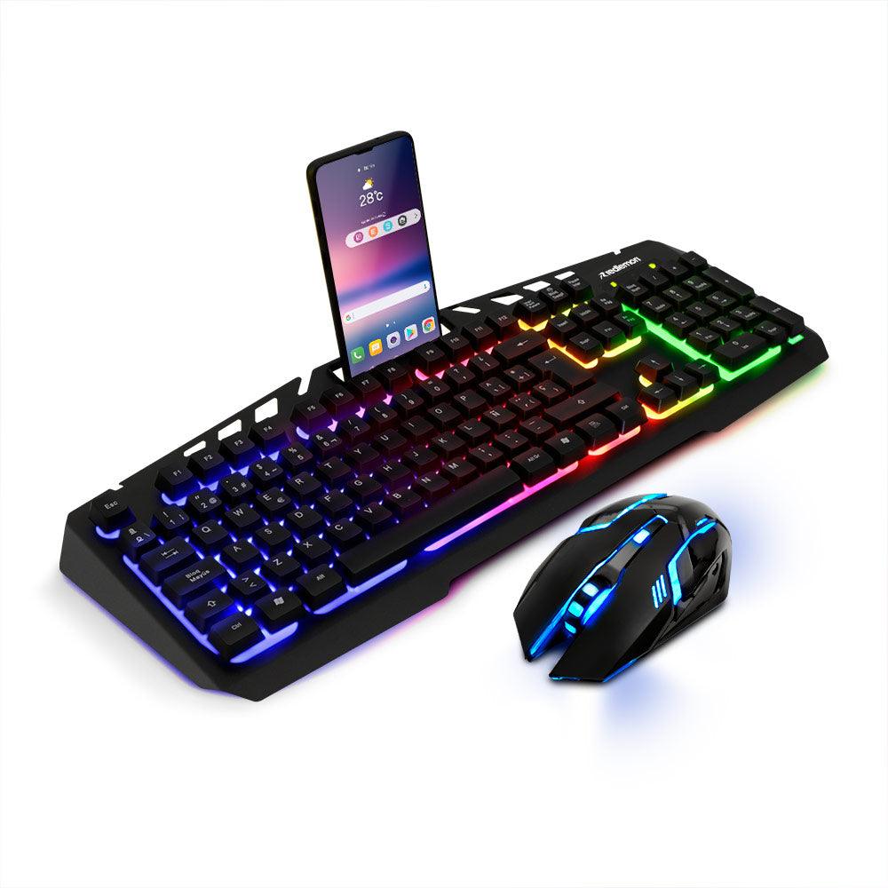 Mouse y Teclado Gamer Alámbrico USB con Luz LED para PC Gaming