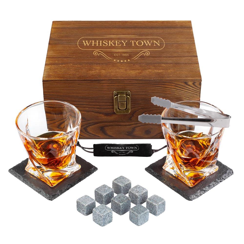 Set de Regalo con Vasos de Vidrio Vintage Swirl para Whisky