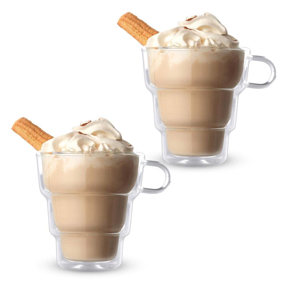 Tazas para Café de Vidrio de Doble Pared de Cristal Innovador en Forma de Pirámide Invertida 310 ml (2 Pz)