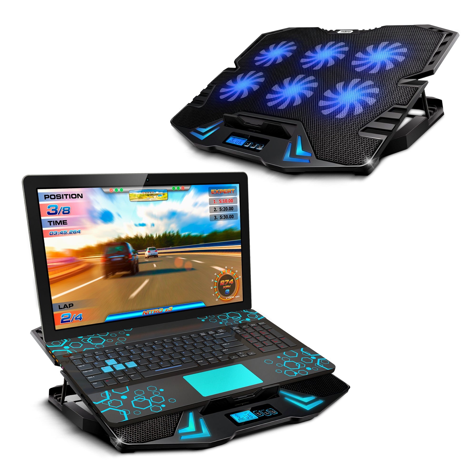 Ventilador y Soporte para Laptop Gamer con Luz LED