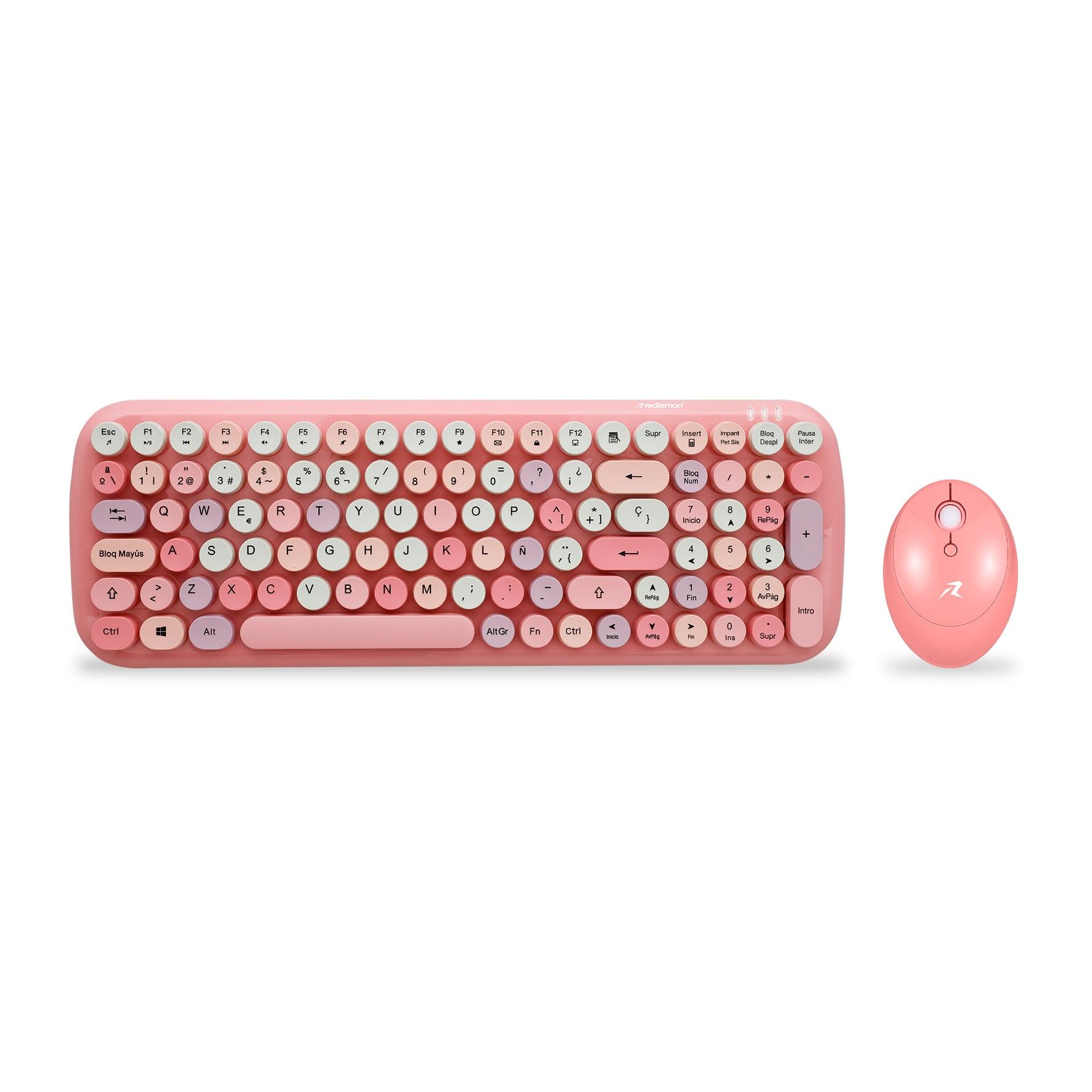 Teclado y Mouse Inalámbrico con Receptor USB y Diseño Retro Vintage
